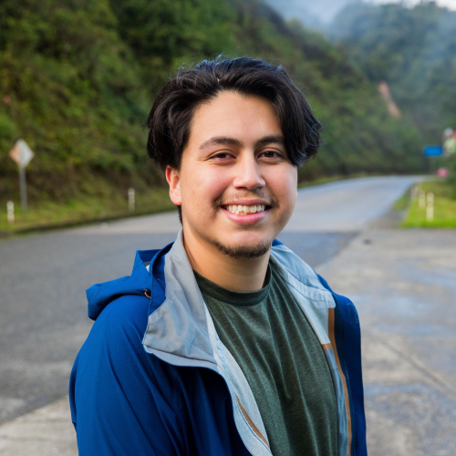 Santiago Swanson smiles at the camera.